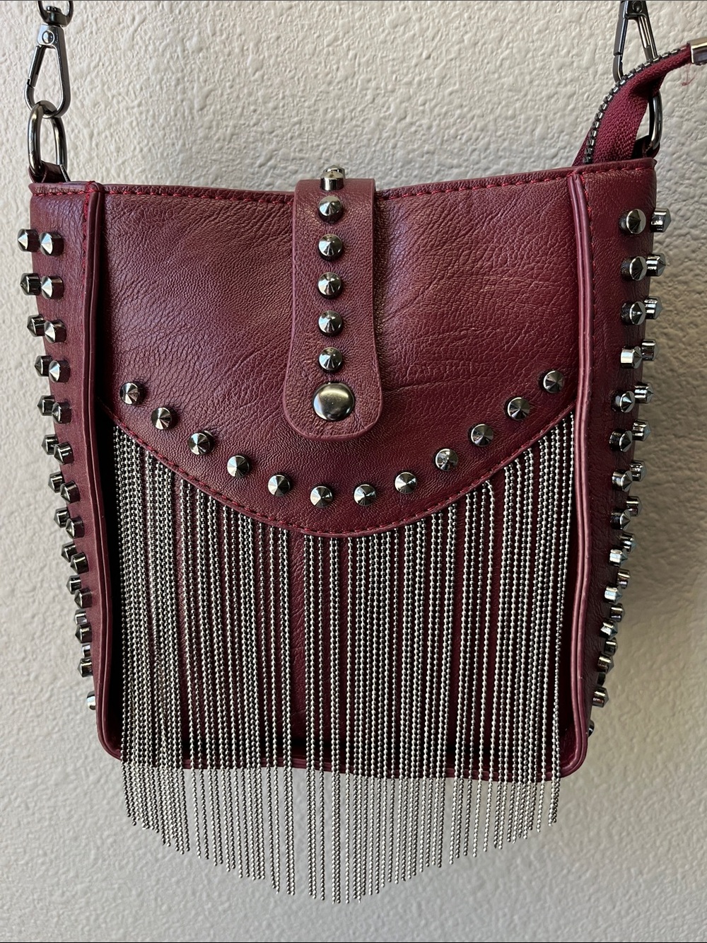 Burgundy crossbody faux leather